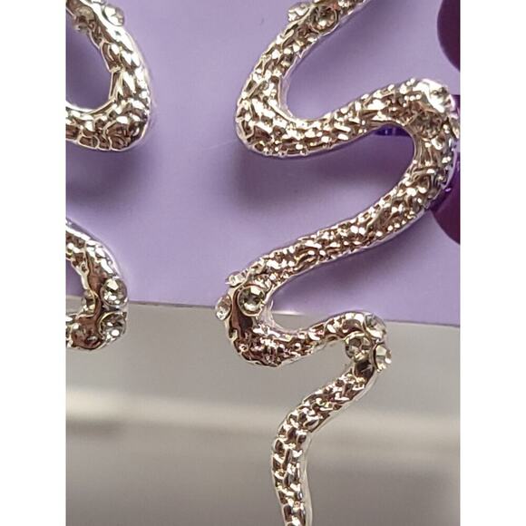 Claires Snake Earrings Silver Dangling Dangle Drop Earring Rhinestone Reputation - Picture 2 of 4